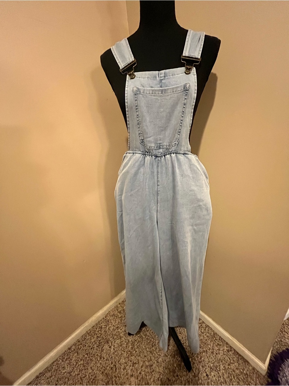 Light Wash Denim Overalls Jumpsuit